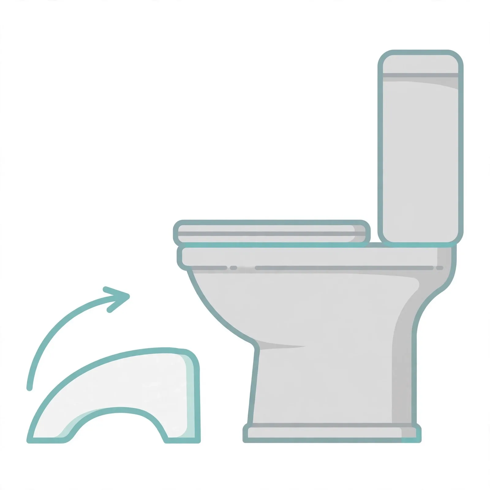 Diagram — the toilet stool elevates feet into a natural posture position