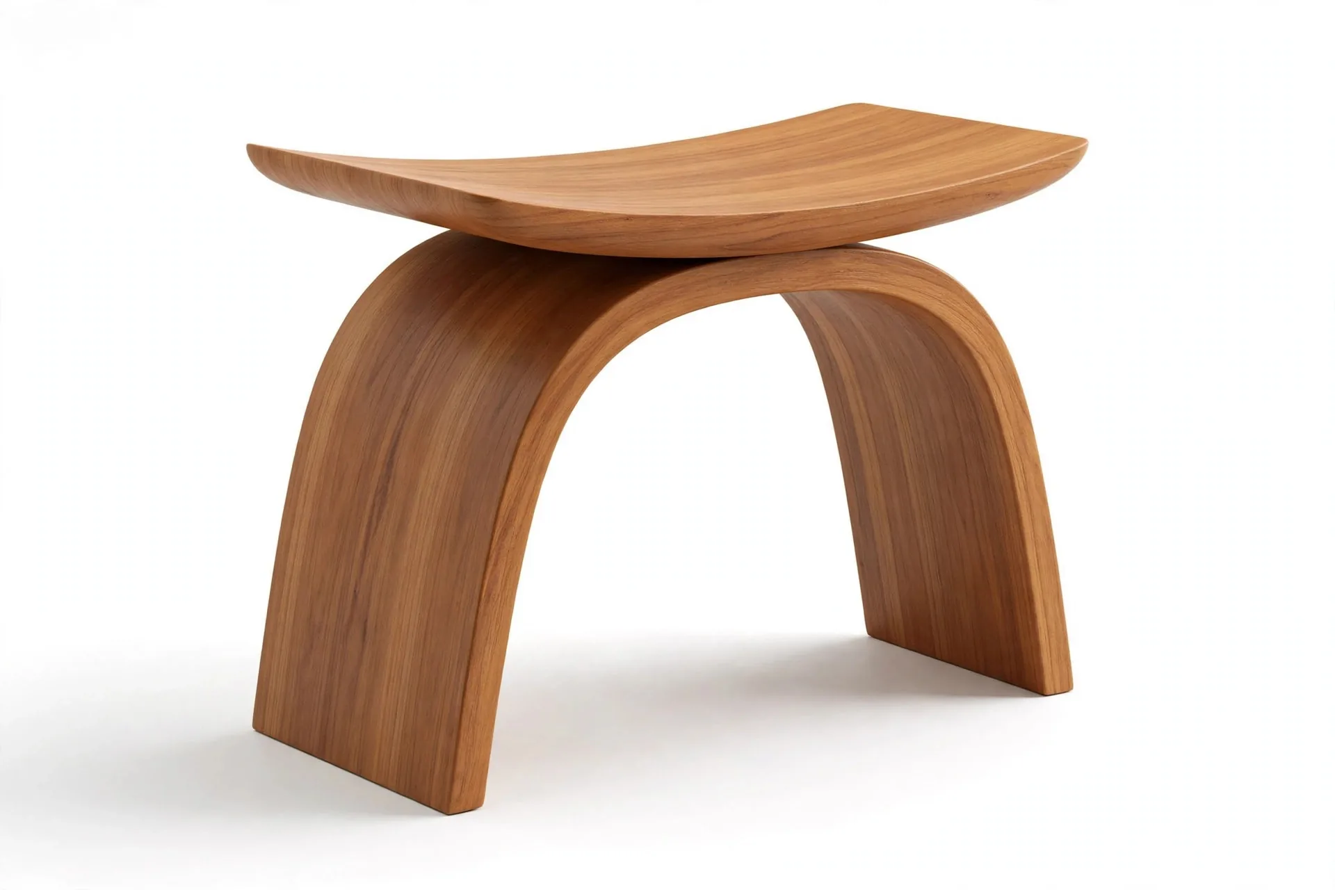 SquatEase Teak Slim toilet stool — slim wooden teak bathroom stool with elegant curved design